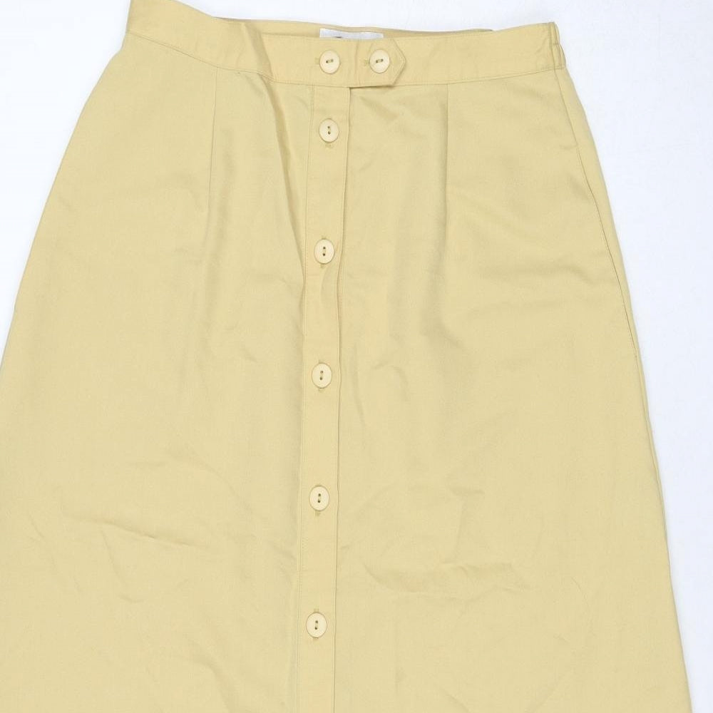 Emreco Womens Yellow Polyester Swing Skirt Size 12 Button