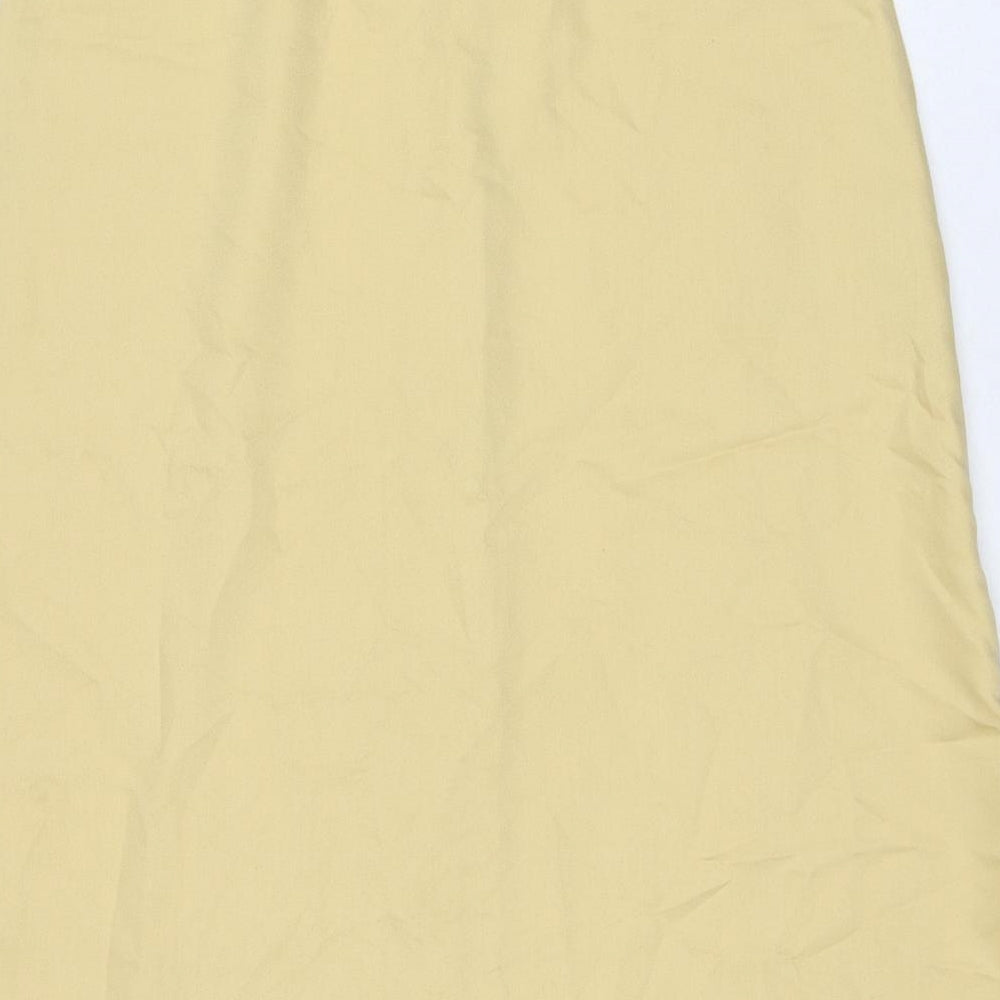 Emreco Womens Yellow Polyester Swing Skirt Size 12 Button