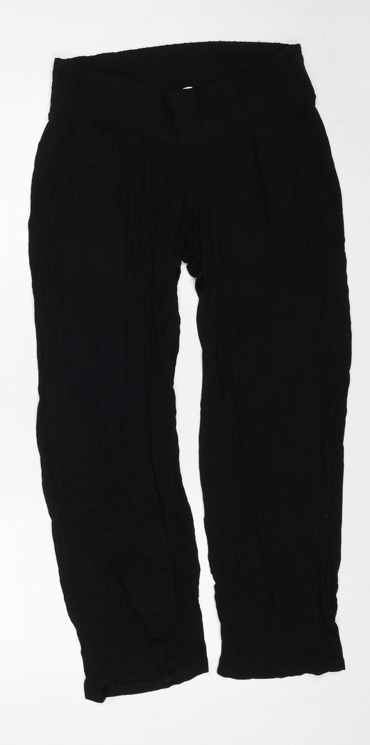 H&M Womens Black Viscose Trousers Size M Regular