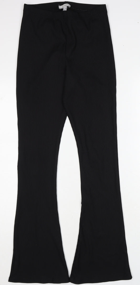 Topshop Womens Black Polyester Trousers Size 10 Regular
