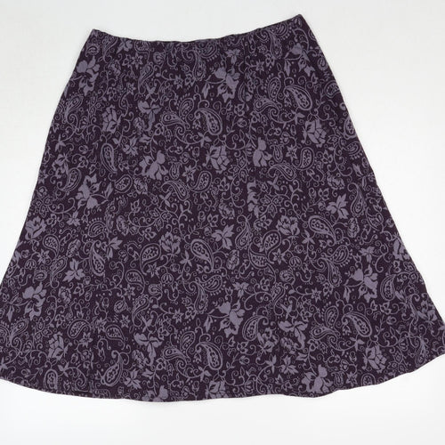 Daxon Womens Purple Floral Polyester Swing Skirt Size 18