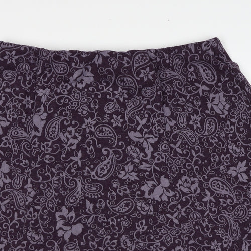 Daxon Womens Purple Floral Polyester Swing Skirt Size 18