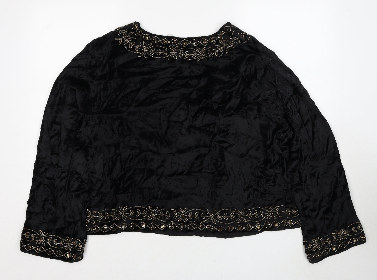 Gina Bacconi Womens Black Viscose Basic Blouse Size 20 Scoop Neck - Embroidered