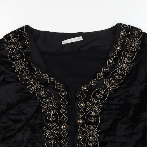 Gina Bacconi Womens Black Viscose Basic Blouse Size 20 Scoop Neck - Embroidered