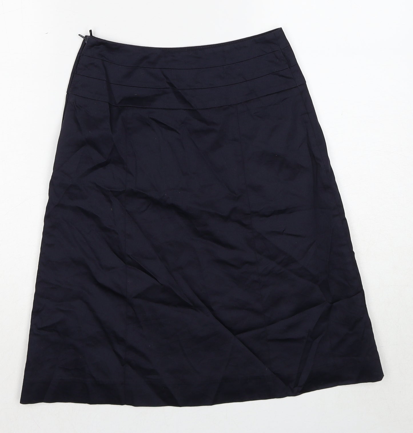 H&M Womens Blue Cotton A-Line Skirt Size 4 Zip