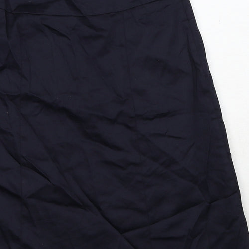 H&M Womens Blue Cotton A-Line Skirt Size 4 Zip
