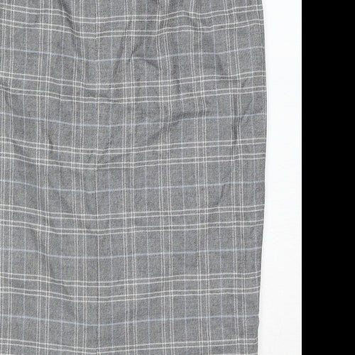 Marks and Spencer Womens Grey Plaid Polyester A-Line Skirt Size 12 Zip
