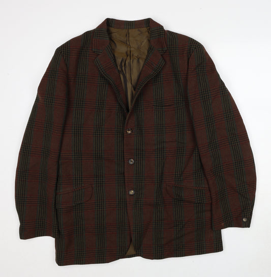 Phillips & Piper Mens Brown Plaid Wool Jacket Blazer Size 40 Regular
