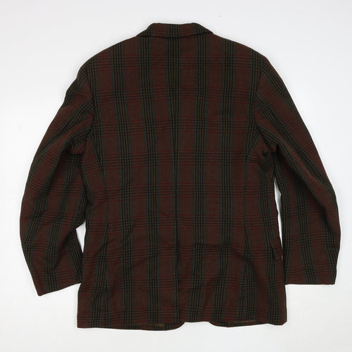 Phillips & Piper Mens Brown Plaid Wool Jacket Blazer Size 40 Regular