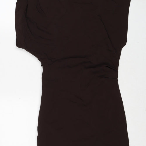 Zara Womens Brown Viscose Mini Size M Round Neck Zip