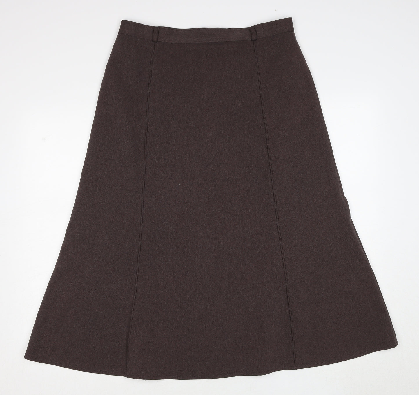 Oscar B. Womens Brown Polyester Swing Skirt Size 14 Zip