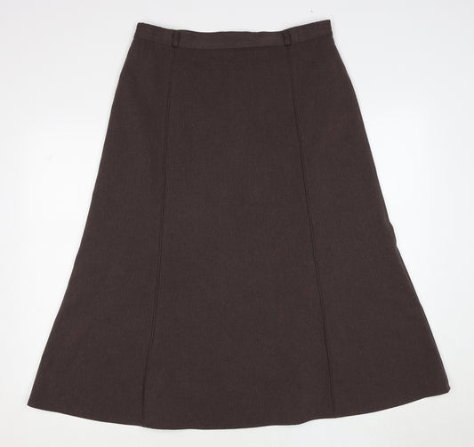 Oscar B. Womens Brown Polyester Swing Skirt Size 14 Zip