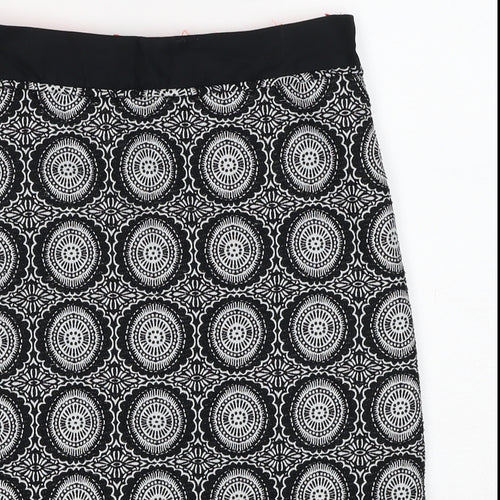 NEXT Womens Black Geometric Polyester Straight & Pencil Skirt Size 14 Zip