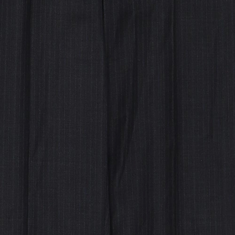Marks and Spencer Mens Grey Striped Wool Trousers Size 36 in L33 in Regular Zip
