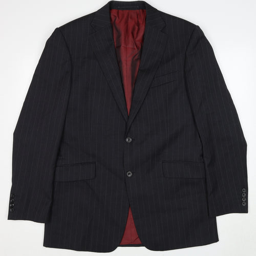 Marks and Spencer Mens Grey Striped Wool Jacket Suit Jacket Size 40 Regular