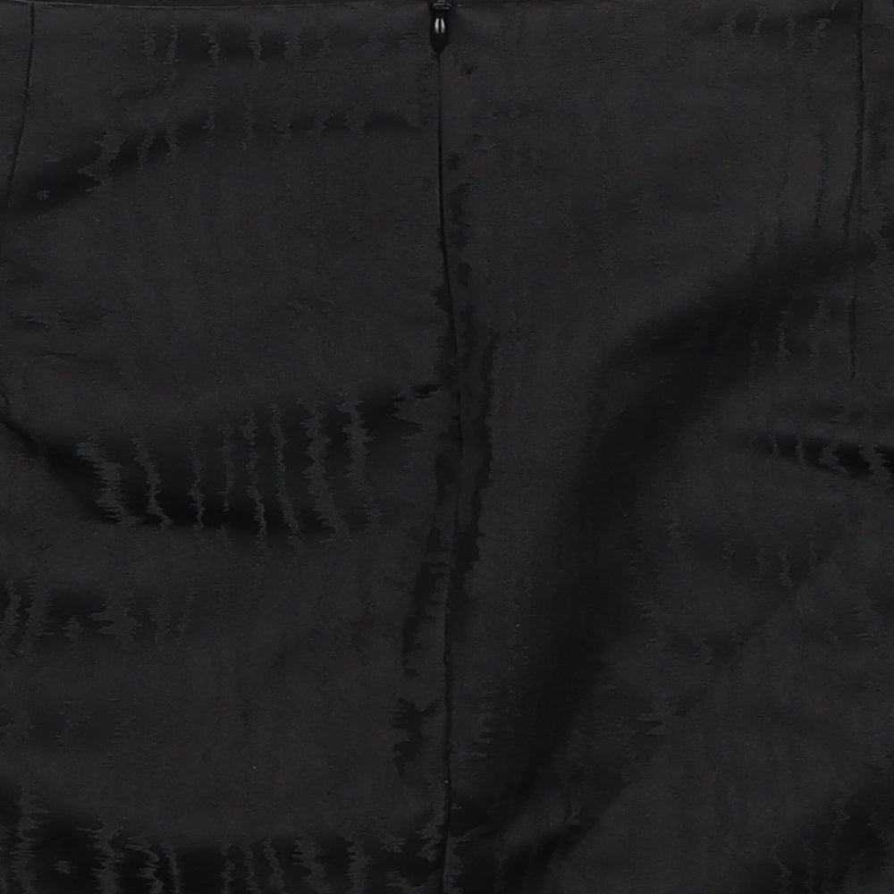 Zara Womens Black Geometric Polyester Mini Skirt Size L Zip