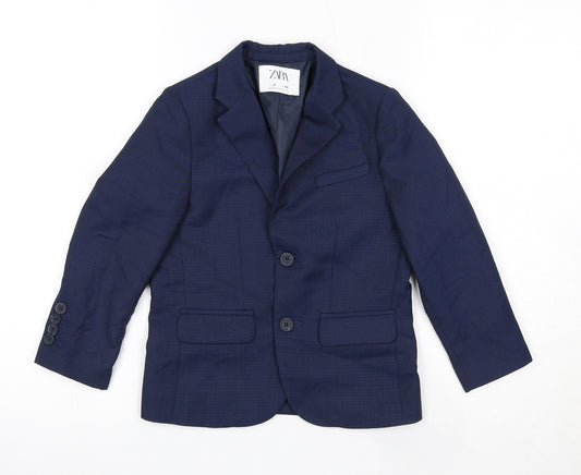 Zara Boys Blue Jacket Blazer Size 6 Years Button