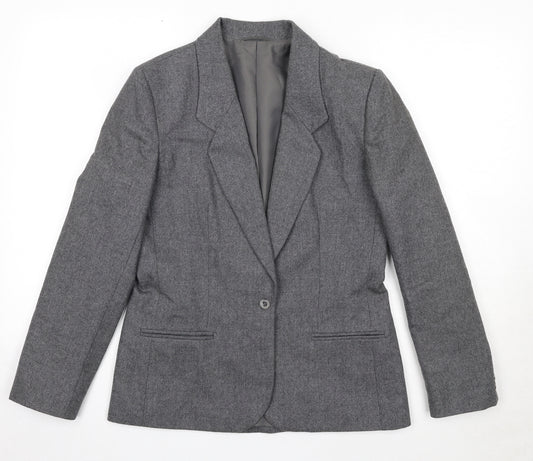 St Michael Womens Grey Wool Jacket Blazer Size 12