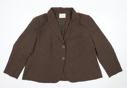 Ann Harvey Womens Brown Polyester Jacket Blazer Size 24