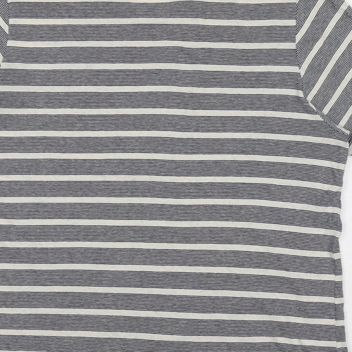 Craghoppers Mens Blue Striped Polyester T-Shirt Size L Round Neck