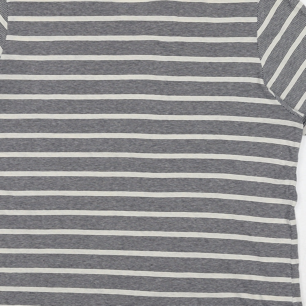 Craghoppers Mens Blue Striped Polyester T-Shirt Size L Round Neck