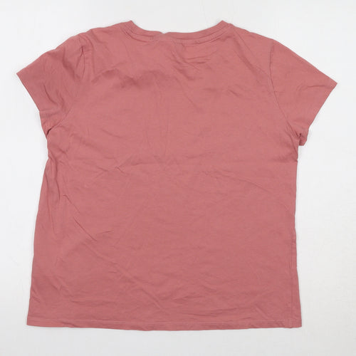 H&M Womens Pink Cotton Basic T-Shirt Size M Crew Neck - Love