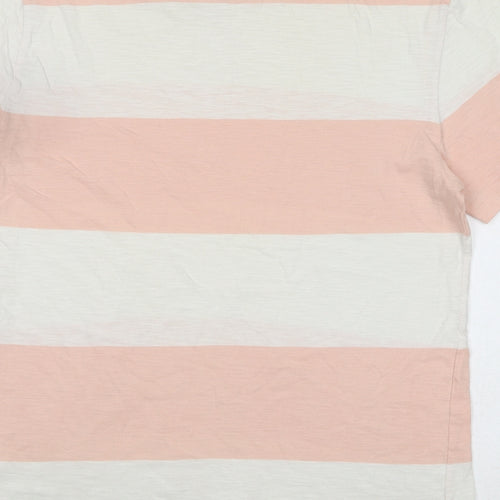Calvin Klein Womens Pink Striped Cotton Basic T-Shirt Size M Crew Neck