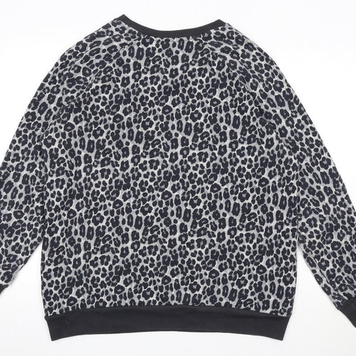NEXT Womens Black Animal Print Cotton Pullover Sweatshirt Size L Pullover - Leopard Pattern