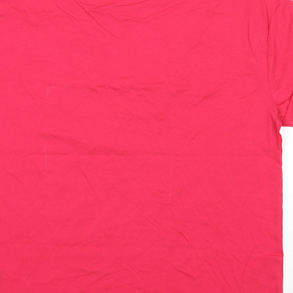 Marks and Spencer Womens Pink Cotton Basic T-Shirt Size M Round Neck