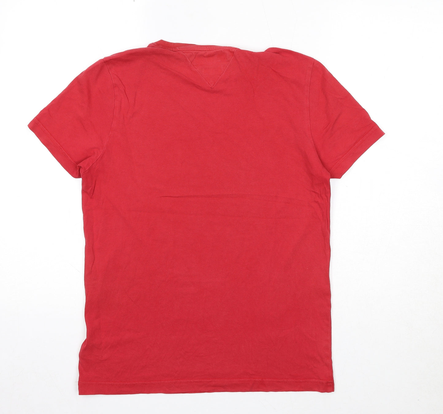 Tommy Hilfiger Mens Red Cotton T-Shirt Size S Round Neck