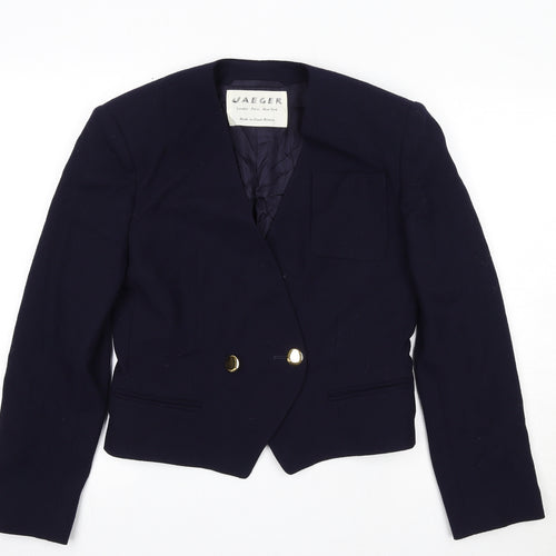 Jaeger Womens Blue Wool Jacket Blazer Size 12