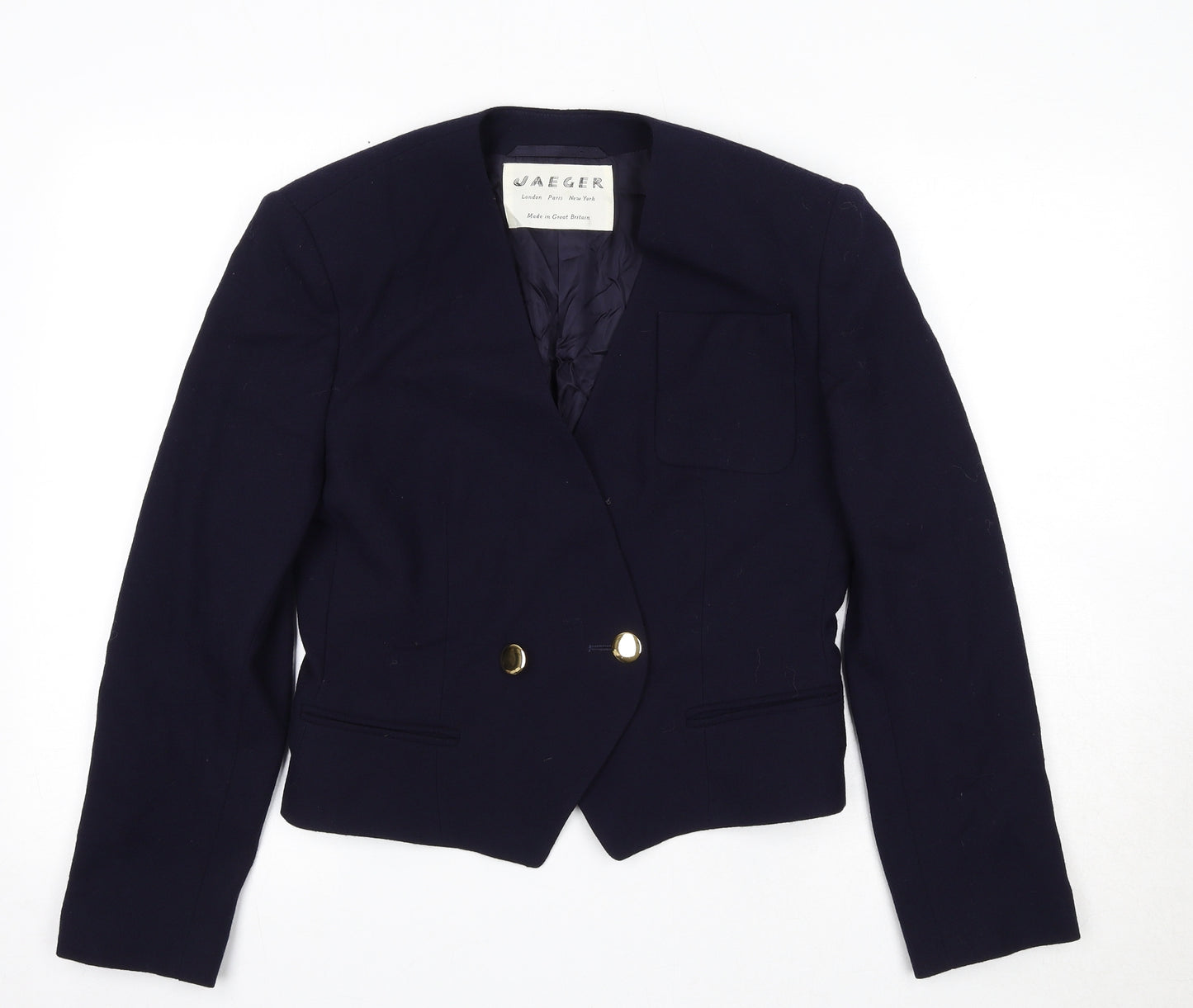 Jaeger Womens Blue Wool Jacket Blazer Size 12