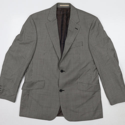 Daniel Hechter Mens Grey Geometric Wool Jacket Suit Jacket Size 40 Regular