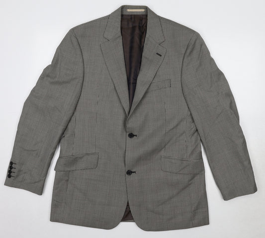 Daniel Hechter Mens Grey Geometric Wool Jacket Suit Jacket Size 40 Regular