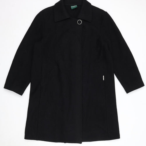 Geiger Womens Black Overcoat Coat Size 12 Button
