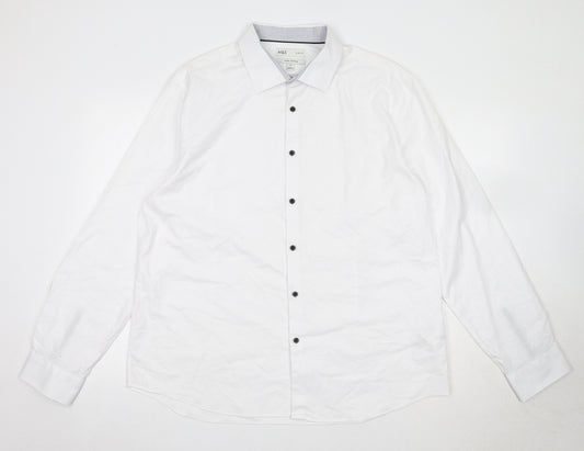 Marks and Spencer Mens White Cotton Dress Shirt Size 2XL Collared Button