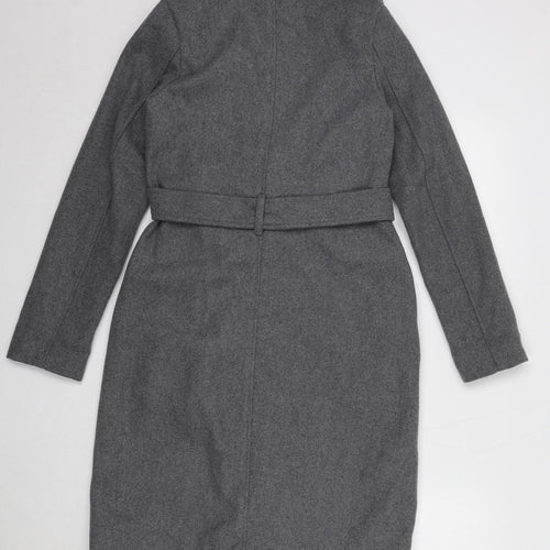 Brave Soul Womens Grey Overcoat Coat Size XS Tie