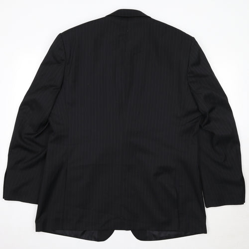 Burton Mens Black Striped Wool Jacket Suit Jacket Size 46 Regular