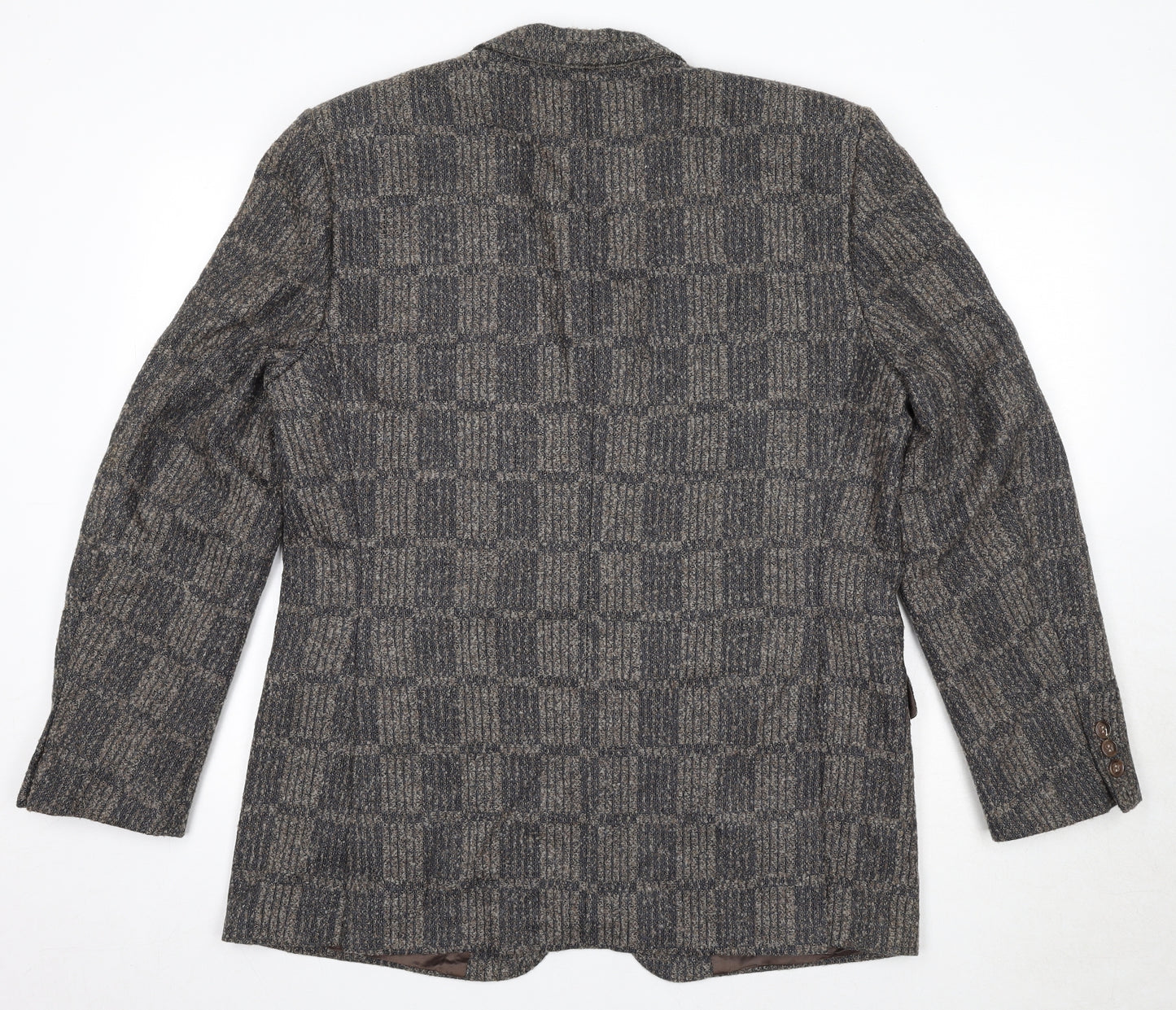 Winner Mens Grey Geometric Wool Jacket Blazer Size 44 Regular
