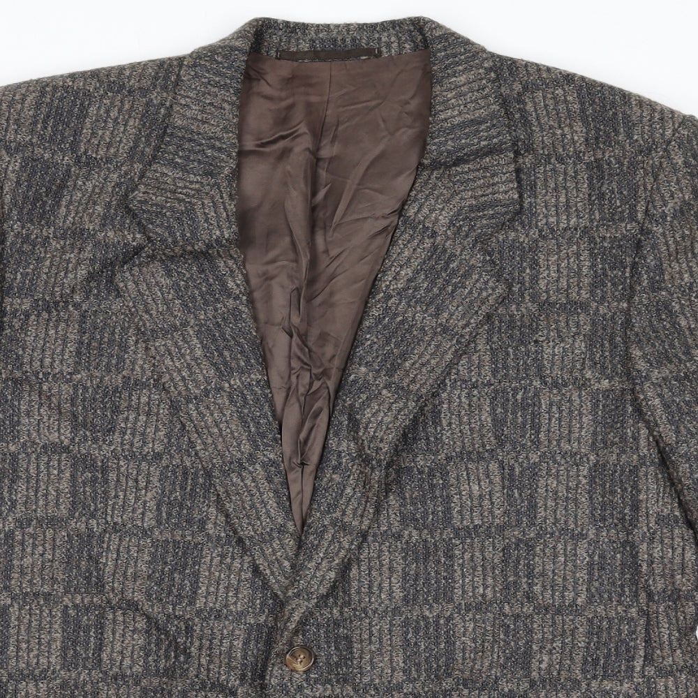 Winner Mens Grey Geometric Wool Jacket Blazer Size 44 Regular