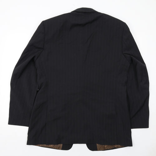Burton Mens Black Striped Polyester Jacket Suit Jacket Size 42 Regular