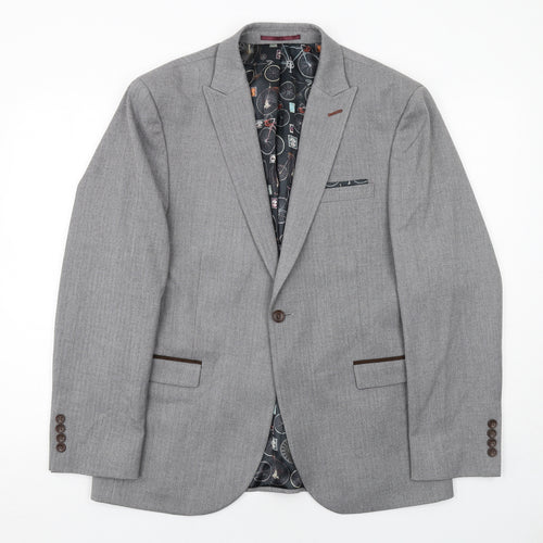 NEXT Mens Grey Striped Polyester Jacket Suit Jacket Size 42 Regular