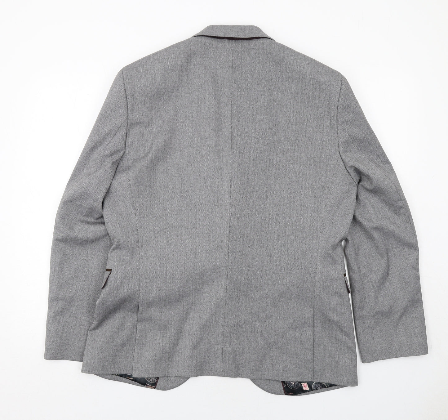 NEXT Mens Grey Striped Polyester Jacket Suit Jacket Size 42 Regular