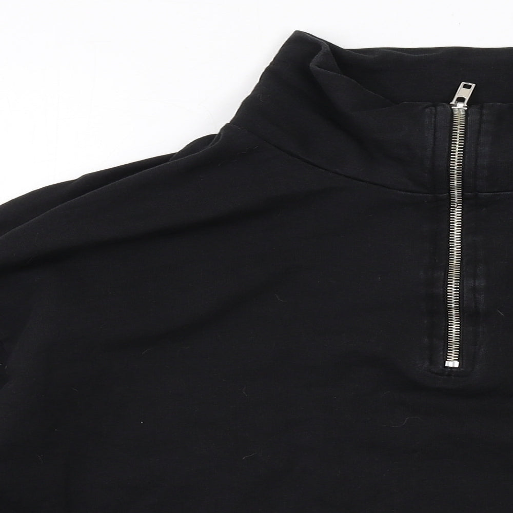 ASOS Womens Black Cotton Pullover Sweatshirt Size 10 Zip