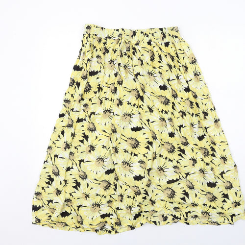 Studio Womens Yellow Floral Viscose Peasant Skirt Size 12
