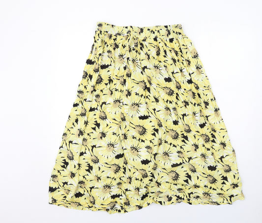 Studio Womens Yellow Floral Viscose Peasant Skirt Size 12