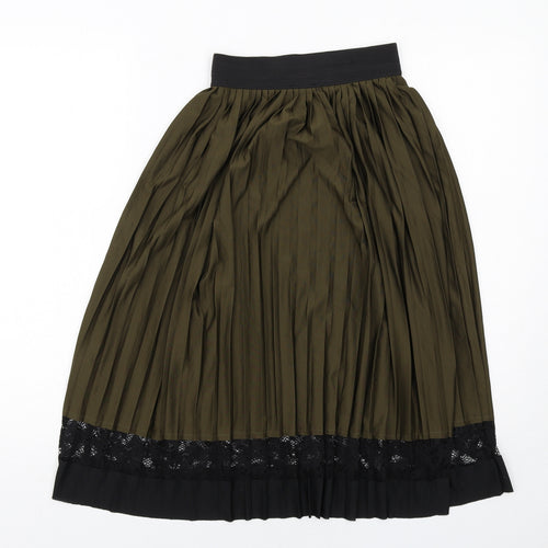 River Island Girls Green Polyester A-Line Skirt Size 11-12 Years Regular Pull On - Lace Details