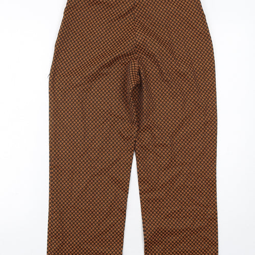 Pull&Bear Womens Orange Geometric Polyester Trousers Size M Regular Zip