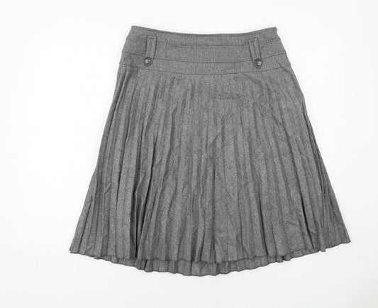 MAX&Co. Womens Grey Wool Pleated Skirt Size 12 Zip