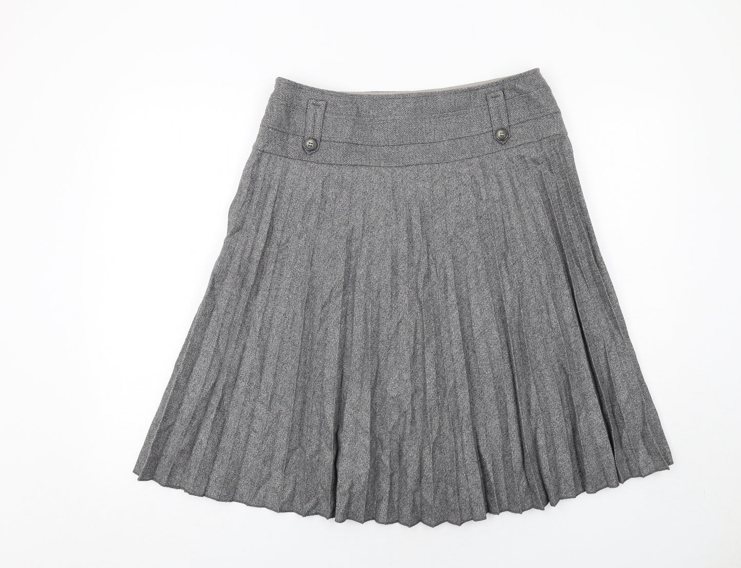MAX&Co. Womens Grey Wool Pleated Skirt Size 12 Zip